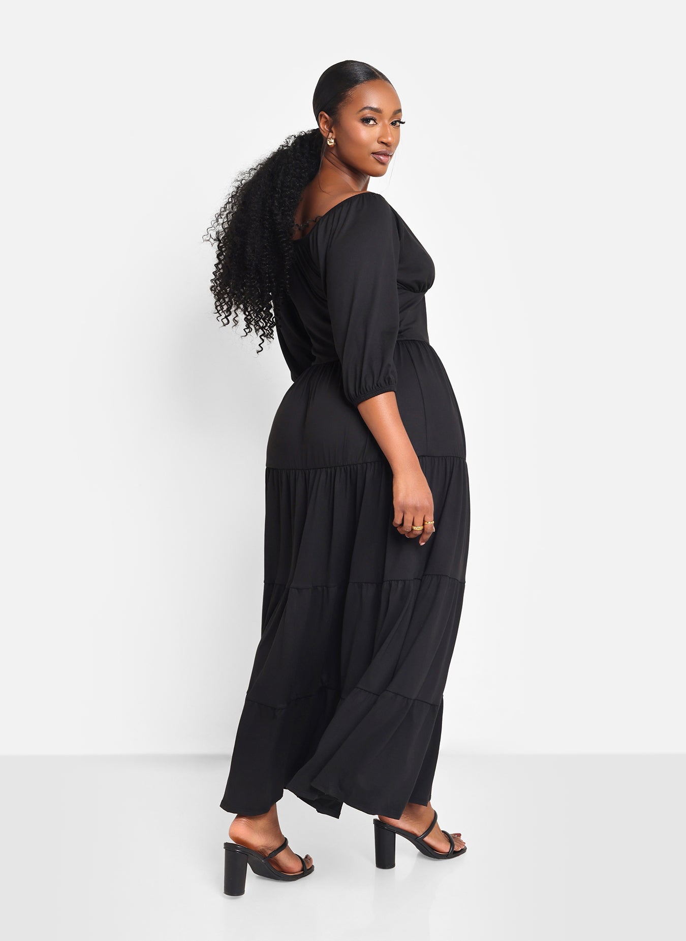 Dream Of Me Tiered Maxi A Line Dress - Black - Image 6