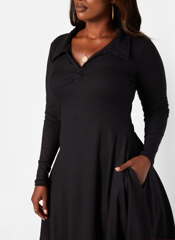 black collared skater dress Plus Size - Halloween Collared Skater Dress