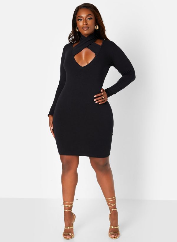 cheap bodycon mini dresses plus size Party Vibes Caged Long Sleeve Dress – Rebdolls gold bridesmaid dress Winter Long BodyCon with Size:UK 9 / US 10 / EU 43 hugging silhouette