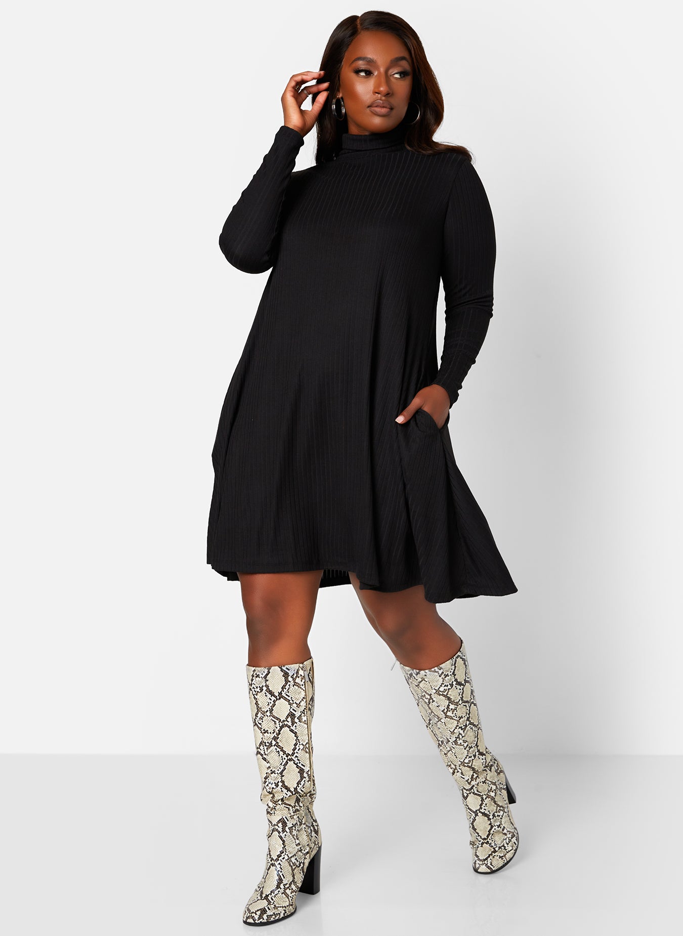 ribbed turtleneck mini dress Tilly Turtleneck Sleeveless Sweater Mini Dress